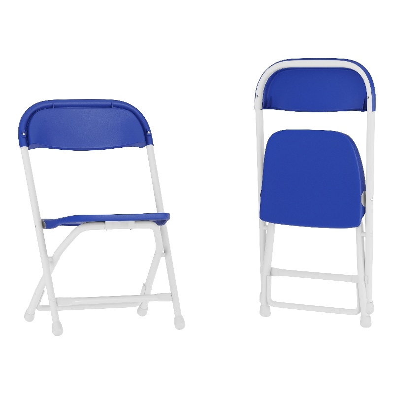 Flash Furniture Plastic and Metal Kid Folding Chair in Blue/White (Set of 2)