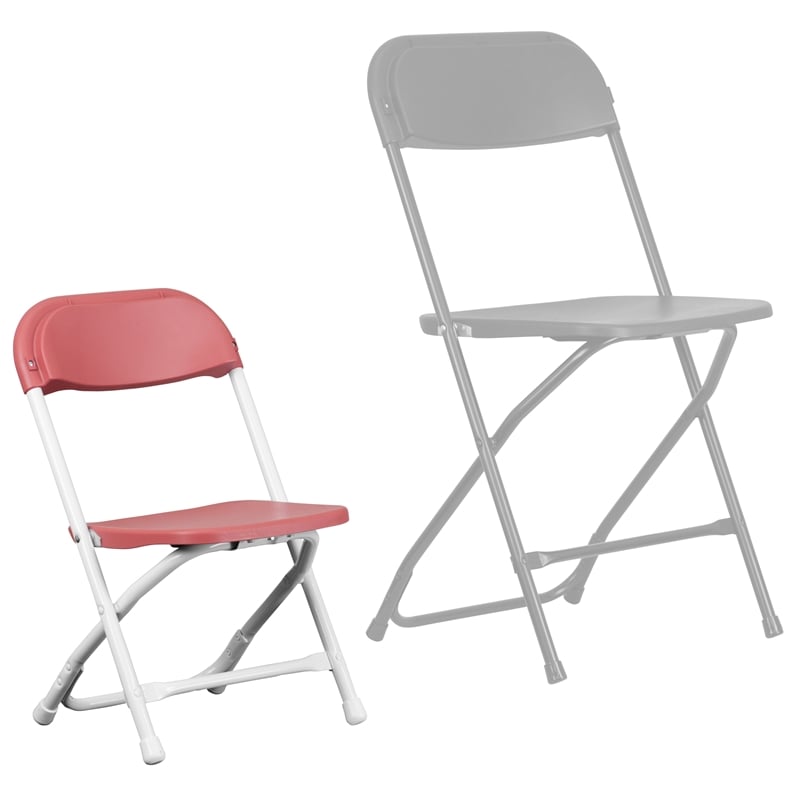 Flash Furniture Plastic Kid Folding Chair in Burgundy Red (Set of 2)
