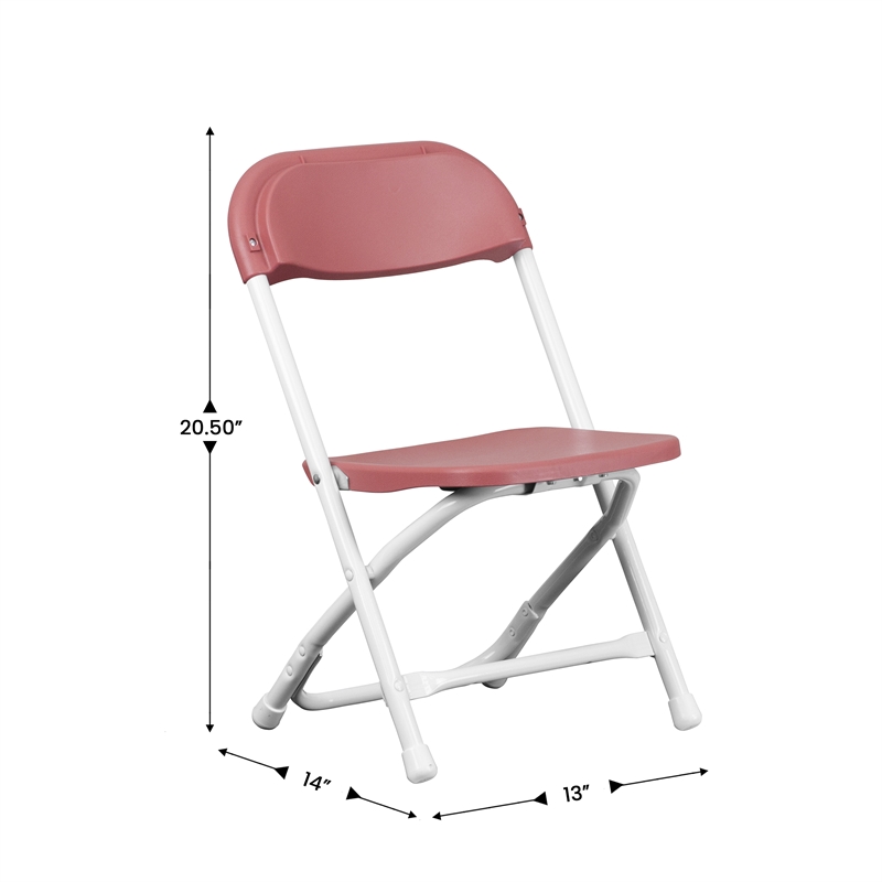 Flash Furniture Plastic Kid Folding Chair in Burgundy Red (Set of 2)