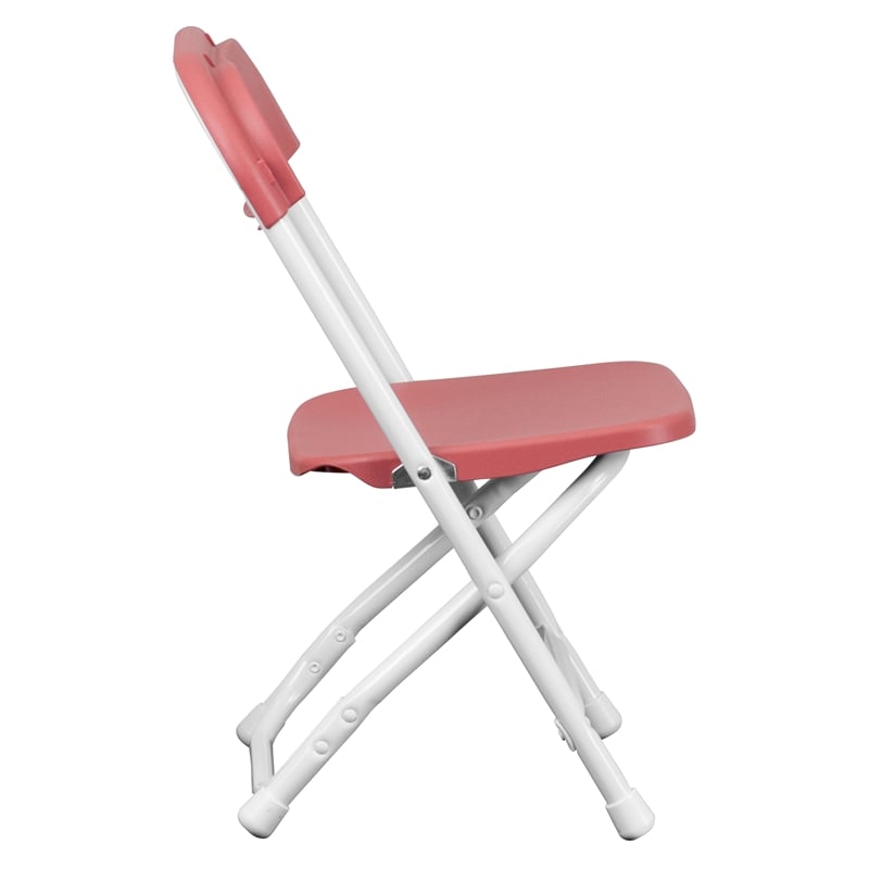 Flash Furniture Plastic Kid Folding Chair in Burgundy Red (Set of 2)
