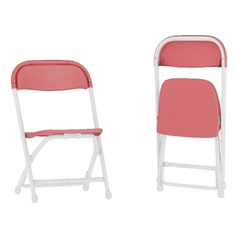Flash Furniture Plastic Kid Folding Chair in Burgundy Red (Set of 2)