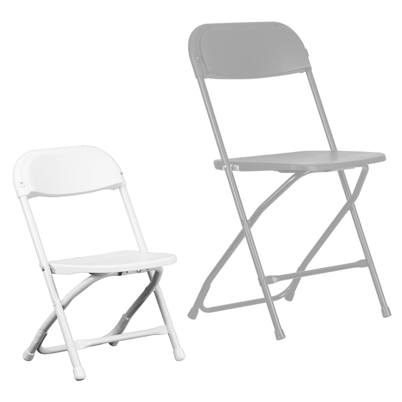 Flash Furniture Plastic and Metal Kid Folding Chair in White (Set of 2)