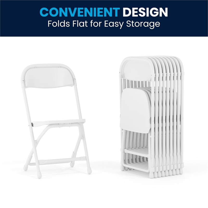 Flash Furniture Plastic and Metal Kid Folding Chair in White (Set of 2)