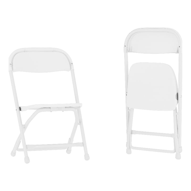 Flash Furniture Plastic and Metal Kid Folding Chair in White (Set of 2)