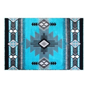 Flash Furniture Mohave 60x84&quot Southwestern Olefin Fabric Area Rug in Turquoise