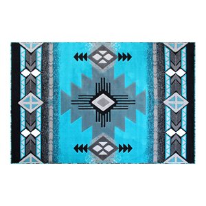 Flash Furniture Mohave 96x120&quot Southwestern Olefin Fabric Area Rug in Turquoise
