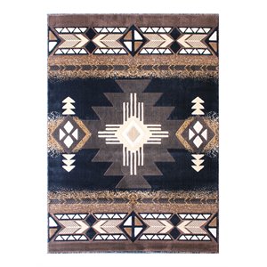 Flash Furniture Mohave 60&quot x 84&quot Southwestern Olefin Fabric Area Rug in Black