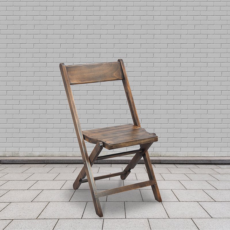 Flash Furniture Folding Wood Wedding Chair in Antique Black (Set of 4)