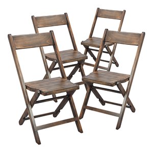 flash furniture folding wood wedding chair in antique black (set of 4)