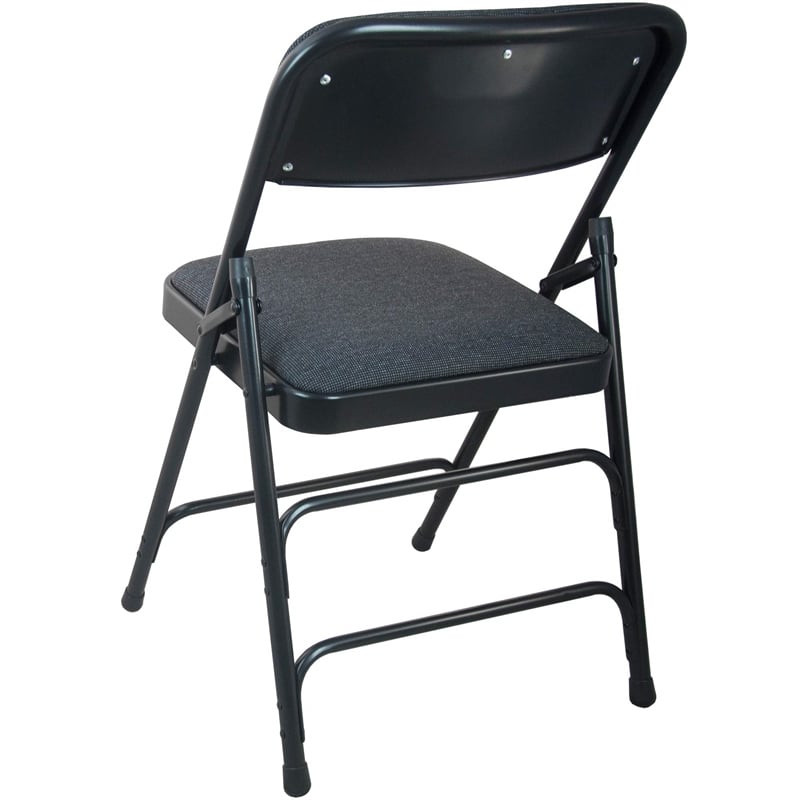 Flash Furniture Metal and Fabric Padded Folding Chair in Black (Set of 2)
