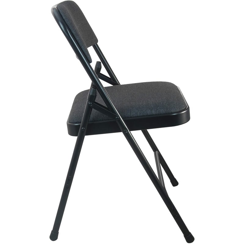 Flash Furniture Metal and Fabric Padded Folding Chair in Black (Set of 2)