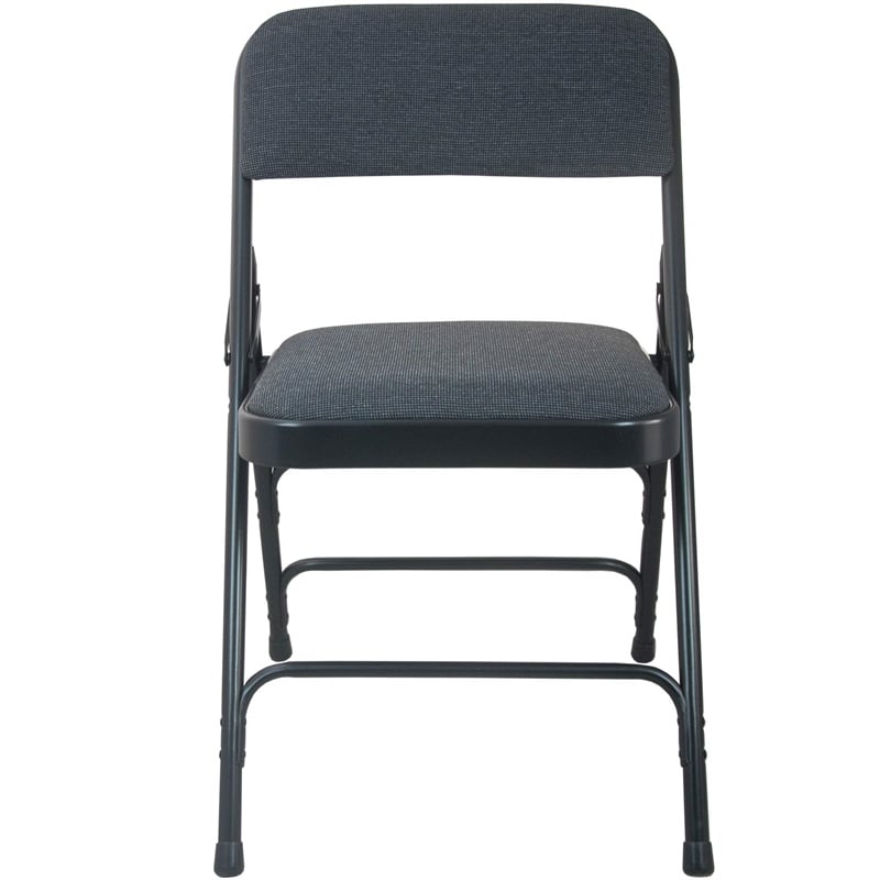Flash Furniture Metal and Fabric Padded Folding Chair in Black (Set of 2)