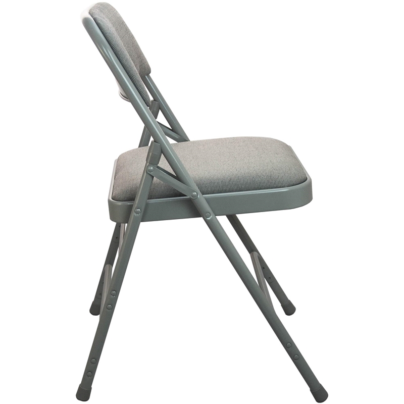 Flash Furniture Metal and Fabric Padded Folding Chair in Gray (Set of 2)