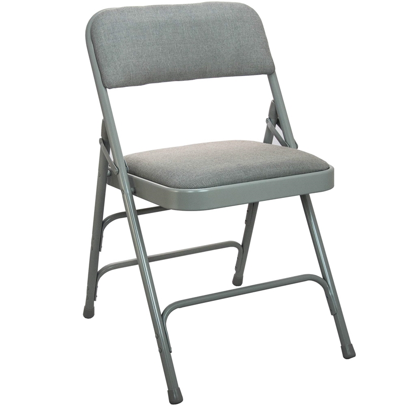 Flash Furniture Metal and Fabric Padded Folding Chair in Gray (Set of 2)