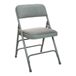 flash furniture metal and fabric padded folding chair in gray (set of 2)