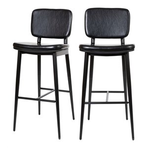Flash Furniture Kenzie 31&quot LeatherSoft Barstools w/ Footrest in Black (Set of 2)