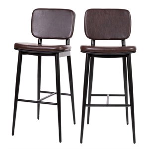 Flash Furniture Kenzie 31&quot LeatherSoft Barstools w/ Footrest in Brown (Set of 2)