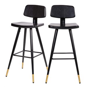 Flash Furniture Kora 29.75&quot LeatherSoft Barstool w/ Footrest in Black (Set of 2)