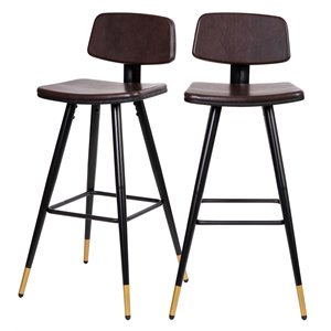Flash Furniture Kora 29.75&quot LeatherSoft Barstool w/ Footrest in Brown (Set of 2)