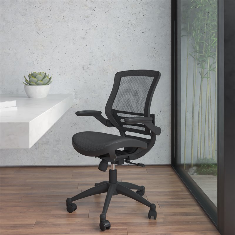 Flash Furniture Metal Executive Office Chair with Flip-Up Arms in Black
