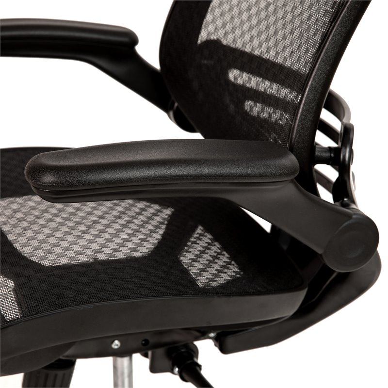 Flash Furniture Metal Executive Office Chair with Flip-Up Arms in Black