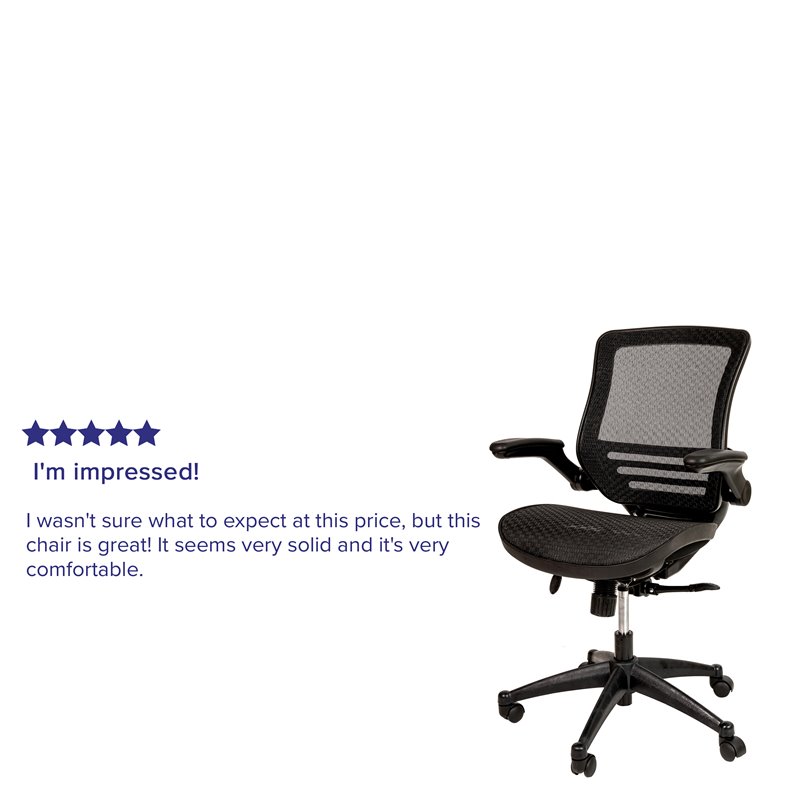 Flash Furniture Metal Executive Office Chair with Flip-Up Arms in Black