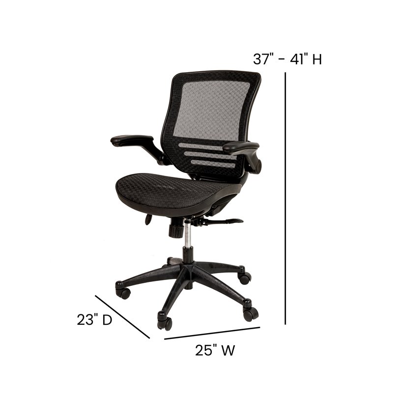 Flash Furniture Metal Executive Office Chair with Flip-Up Arms in Black
