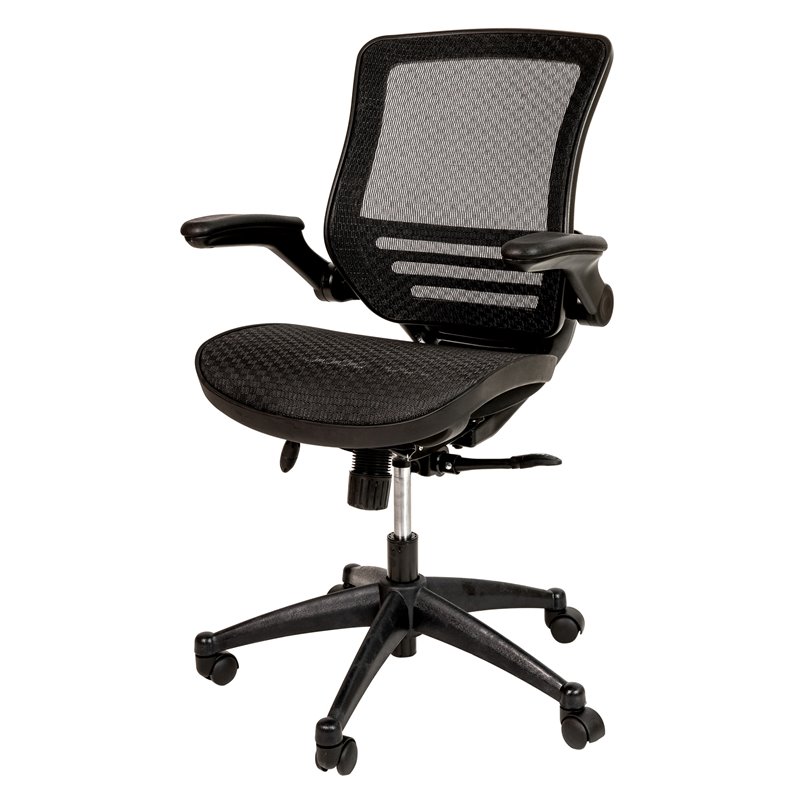 Flash Furniture Metal Executive Office Chair with Flip-Up Arms in Black