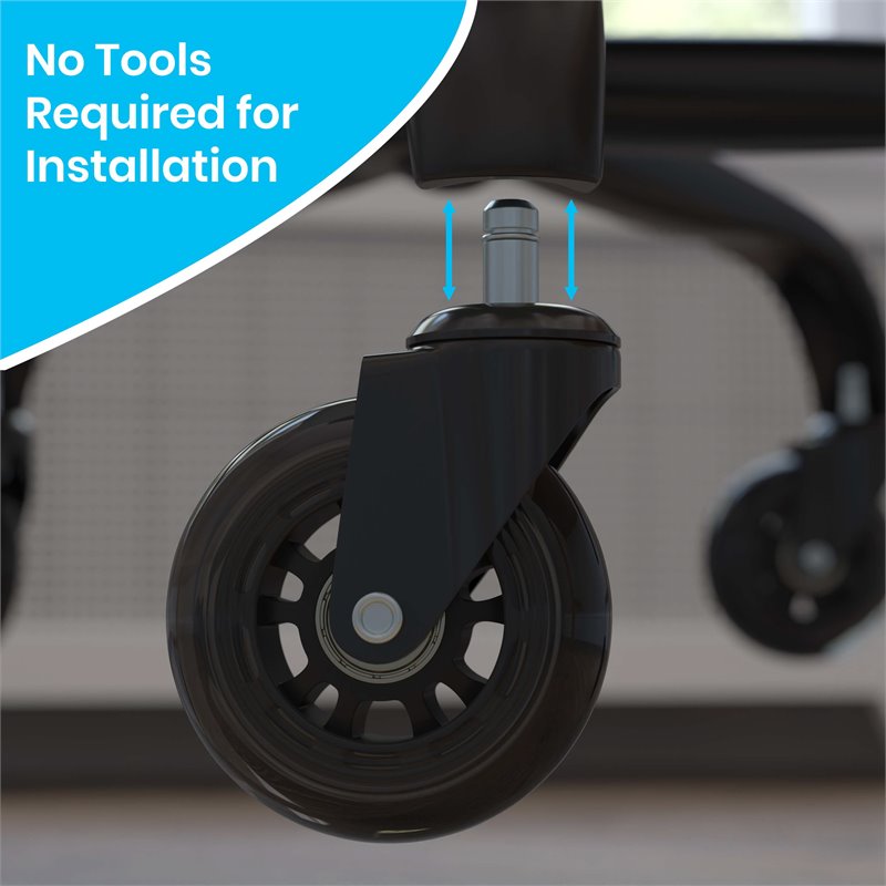 Flash Furniture Polyurethane Wheel for Gaming & Office Chair in Black (Set of 5)