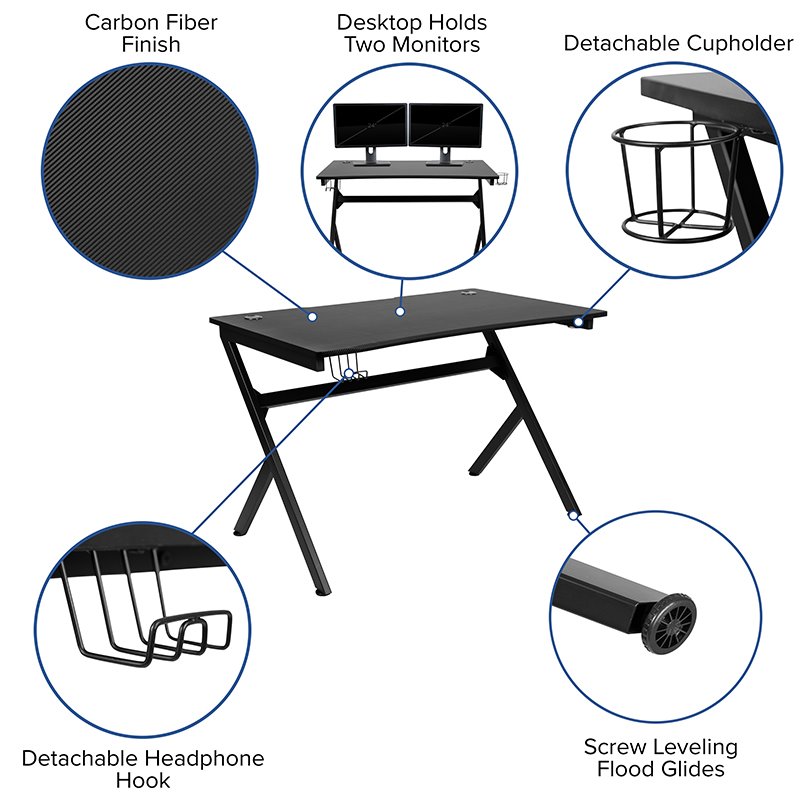 Flash Furniture Metal Gaming Bundle-Desk and Reclining Chair Set in Red