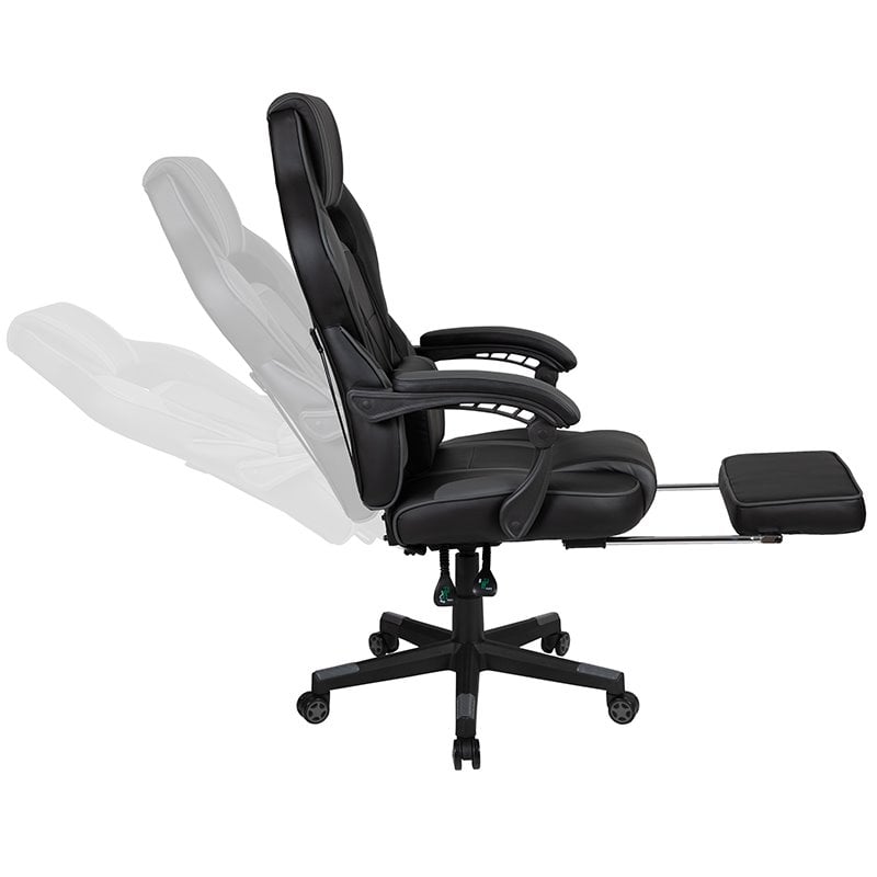 Flash Furniture Metal Gaming Desk Set with Reclining and Footrest in Black