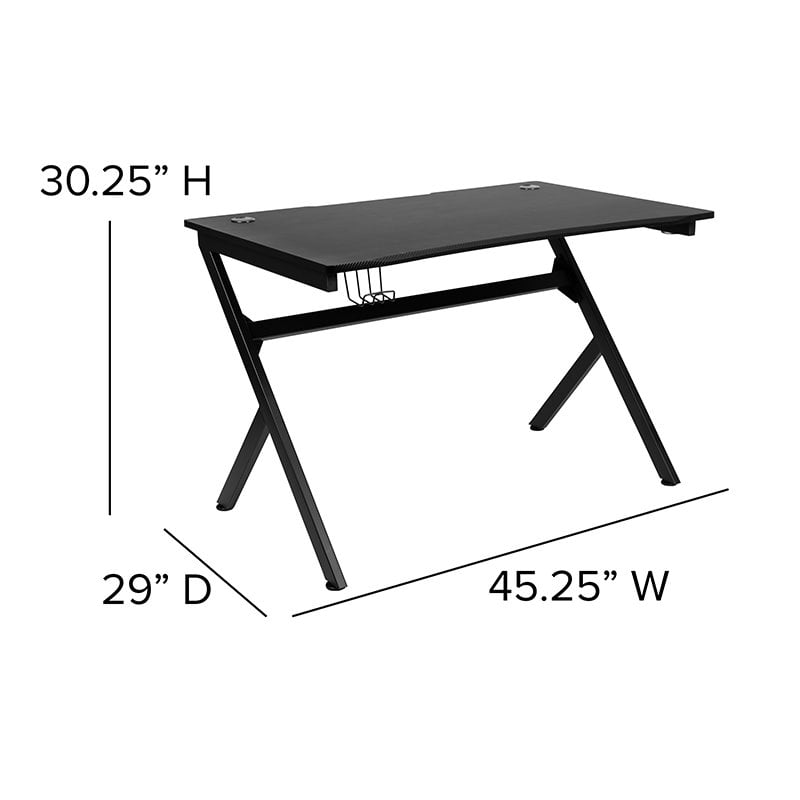 Flash Furniture Metal Gaming Desk Set with Reclining and Footrest in Black
