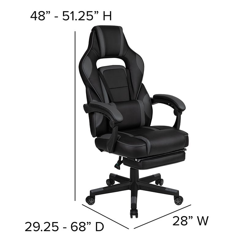 Flash Furniture Metal Gaming Desk Set with Reclining and Footrest in Black