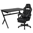 Flash Furniture Metal Gaming Desk Set with Reclining and Footrest in Black