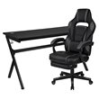 Flash Furniture Metal and Faux Leather Gaming Desk Bundle with Chair in Black
