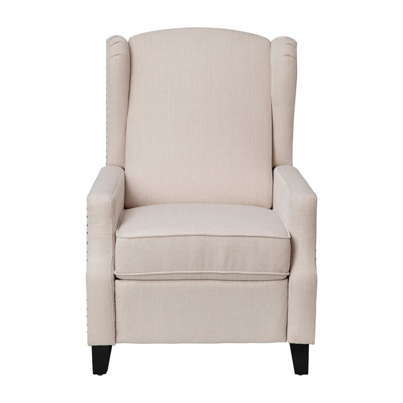Flash Furniture Prescott Wing Back Fabric Pocket Spring Recliner in Cream