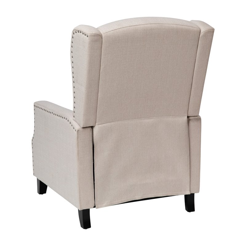 Flash Furniture Prescott Wing Back Fabric Pocket Spring Recliner in Cream