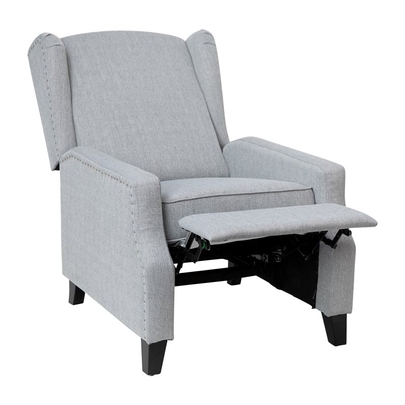 Flash Furniture Prescott Wing Back Fabric Pocket Spring Recliner in Gray