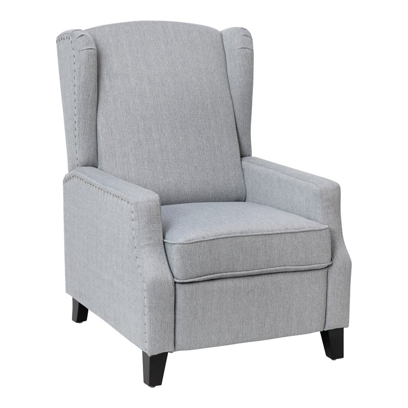 Flash Furniture Prescott Wing Back Fabric Pocket Spring Recliner in Gray