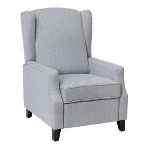 flash furniture prescott wing back fabric pocket spring recliner in gray