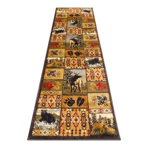 Flash Furniture Gaylord 26.4&quot x 86.4&quot Olefin Fabric Area Rug in Brown