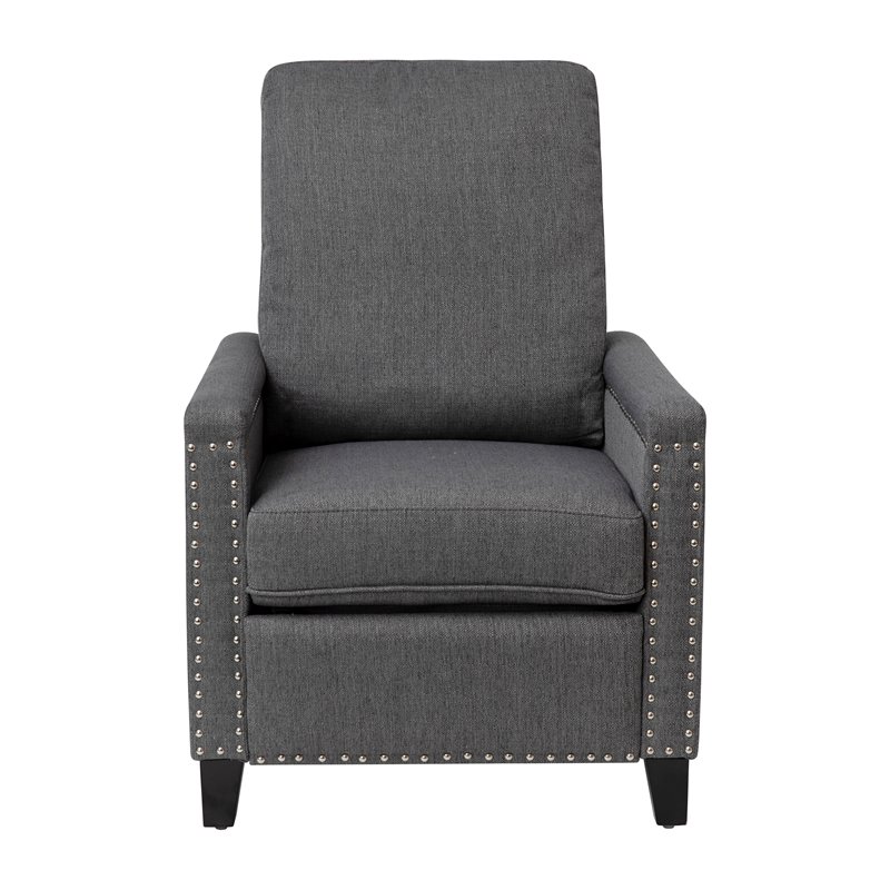 Flash Furniture Carson Fabric Push Back Recliner with Accent Nail Trim in Gray