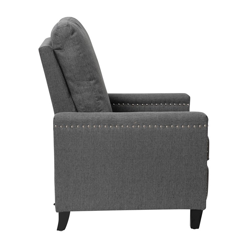 Flash Furniture Carson Fabric Push Back Recliner with Accent Nail Trim in Gray