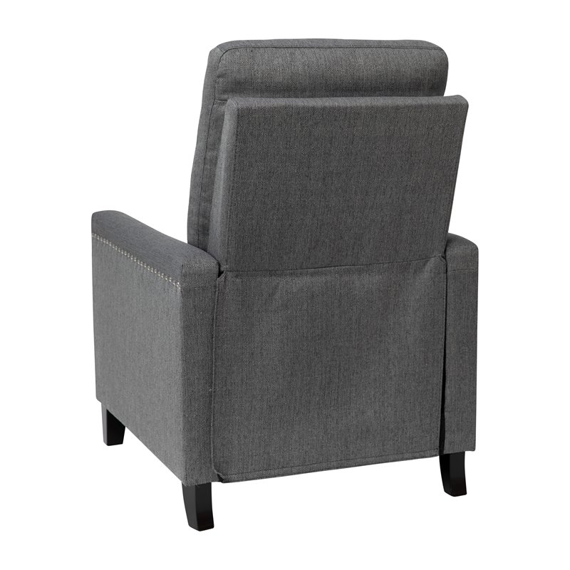 Flash Furniture Carson Fabric Push Back Recliner with Accent Nail Trim in Gray