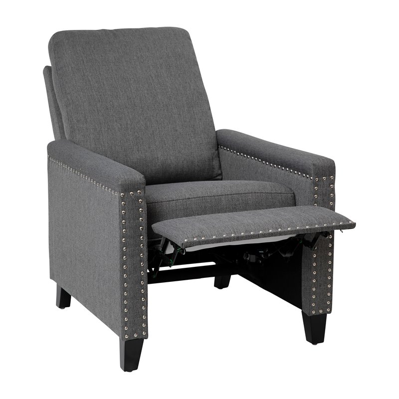 Flash Furniture Carson Fabric Push Back Recliner with Accent Nail Trim in Gray