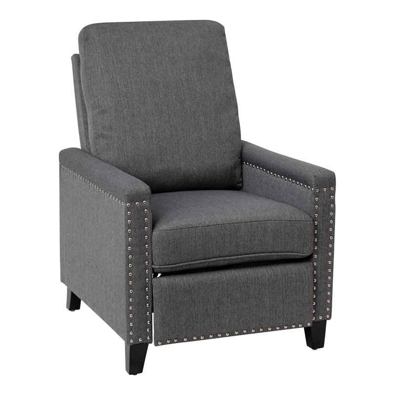Flash Furniture Carson Fabric Push Back Recliner with Accent Nail Trim in Gray