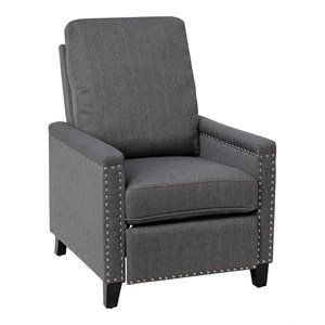 flash furniture carson fabric push back recliner with accent nail trim in gray