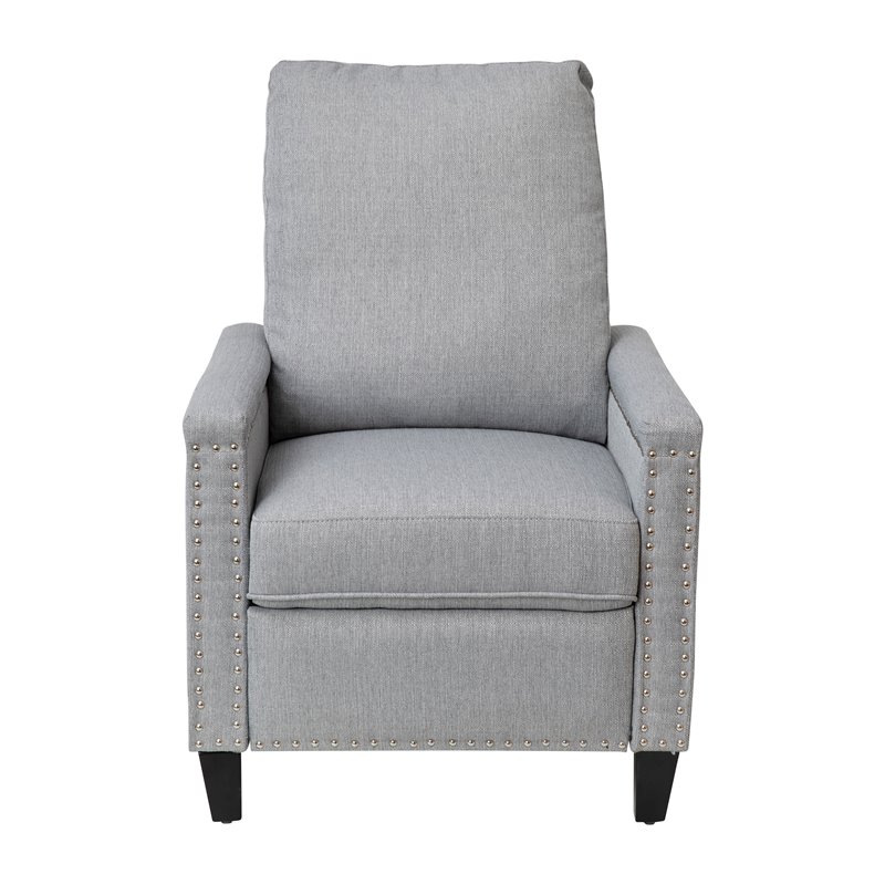 Flash Furniture Carson Fabric Push Back Recliner with Nail Trim in Light Gray