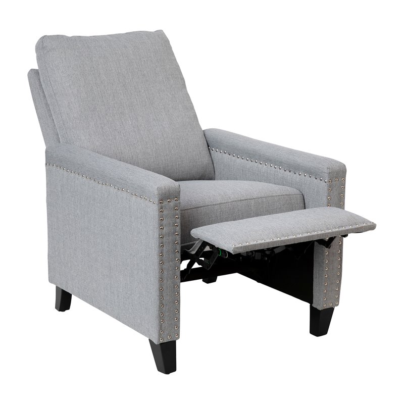 Flash Furniture Carson Fabric Push Back Recliner with Nail Trim in Light Gray