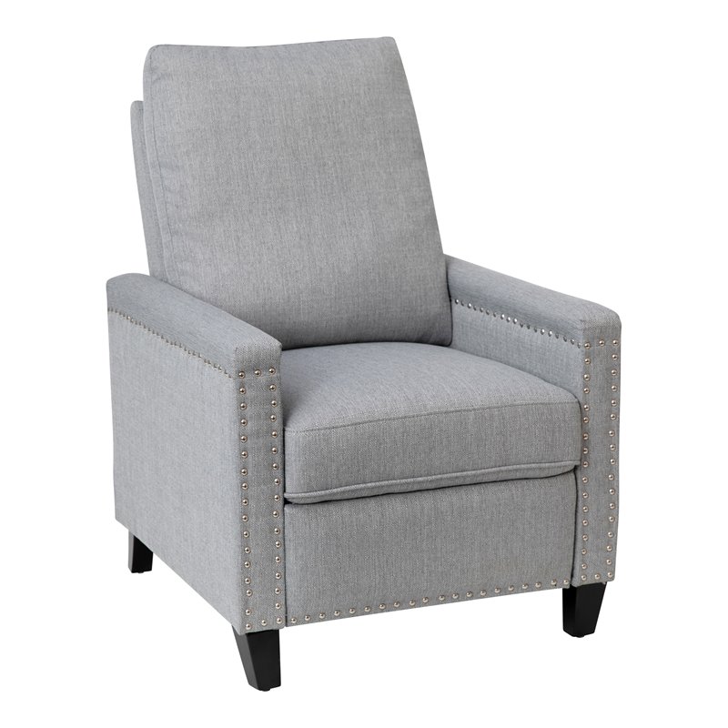 Flash Furniture Carson Fabric Push Back Recliner with Nail Trim in Light Gray
